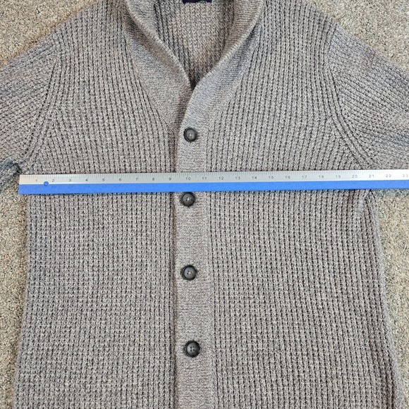 Alan Flusser Cardigan Sweater Mens L Loose Weave Gray Grandpa  Knit Cotton - Picture 6 of 10